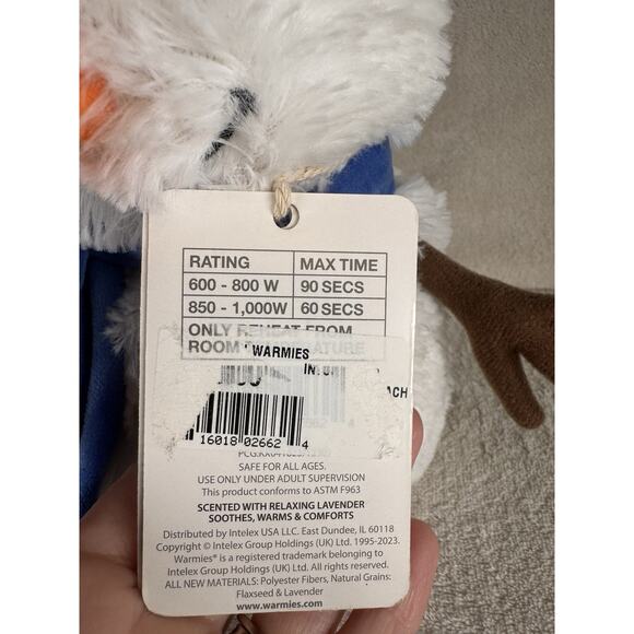 Warmies Winter Snowman Weighted Plush Microwave Warmth Relaxing Lavender Scented - Picture 10 of 14